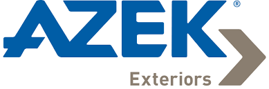 AZEK Exteriors logo in blue and gray text.