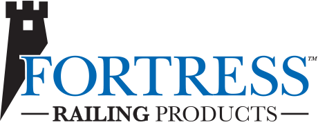 Fortress Railing Products logo with a black castle tower and the company name in blue and black text.