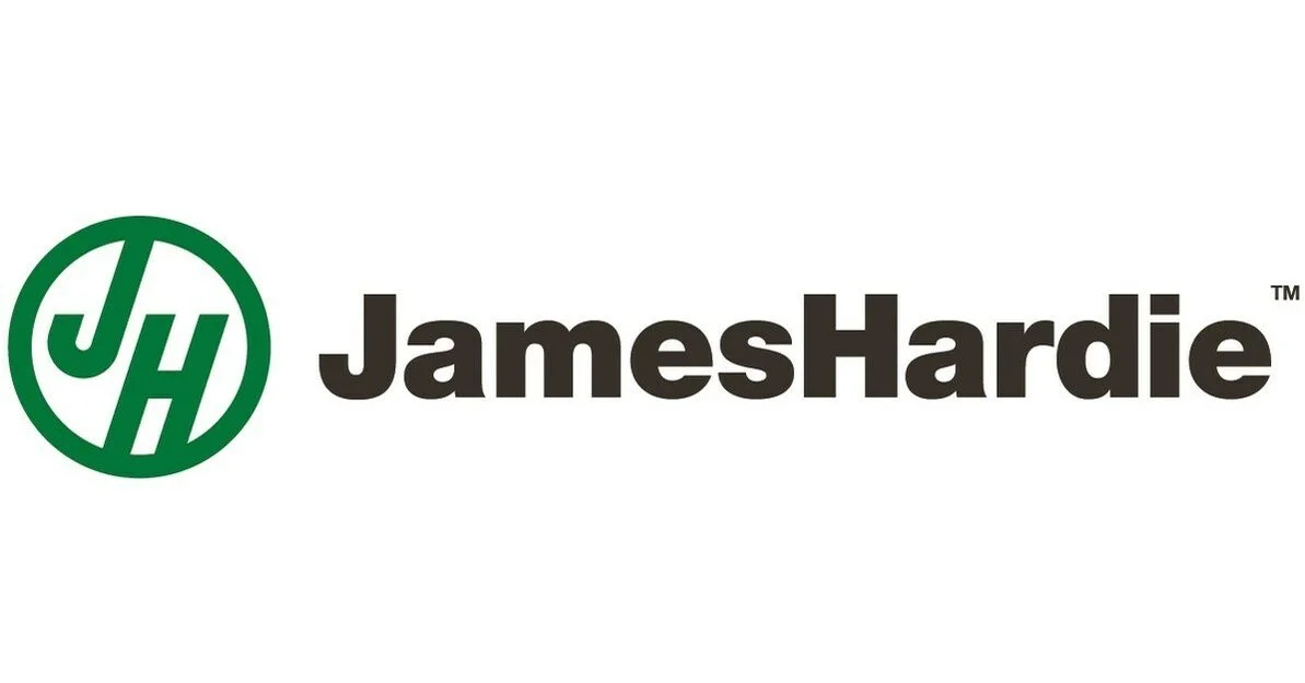 JamesHardie logo with green circular emblem containing initials JH and black text on white background.