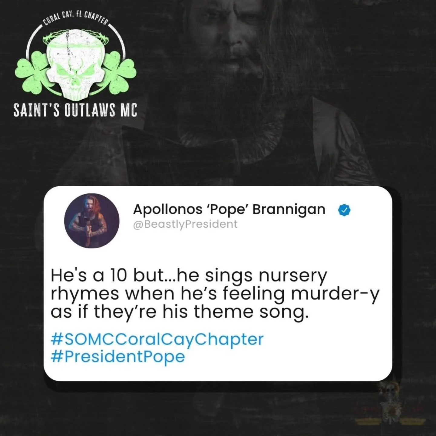I'm so excited for you all to read Pope and Birdie's full story next month! Pope is the most unhinged dude I've written so far, but he's also my favorite. Lol.

&bull;&bull;&bull;&bull;&bull;&bull;&bull;&bull;&bull;&bull;

Tropes you&rsquo;ll find in