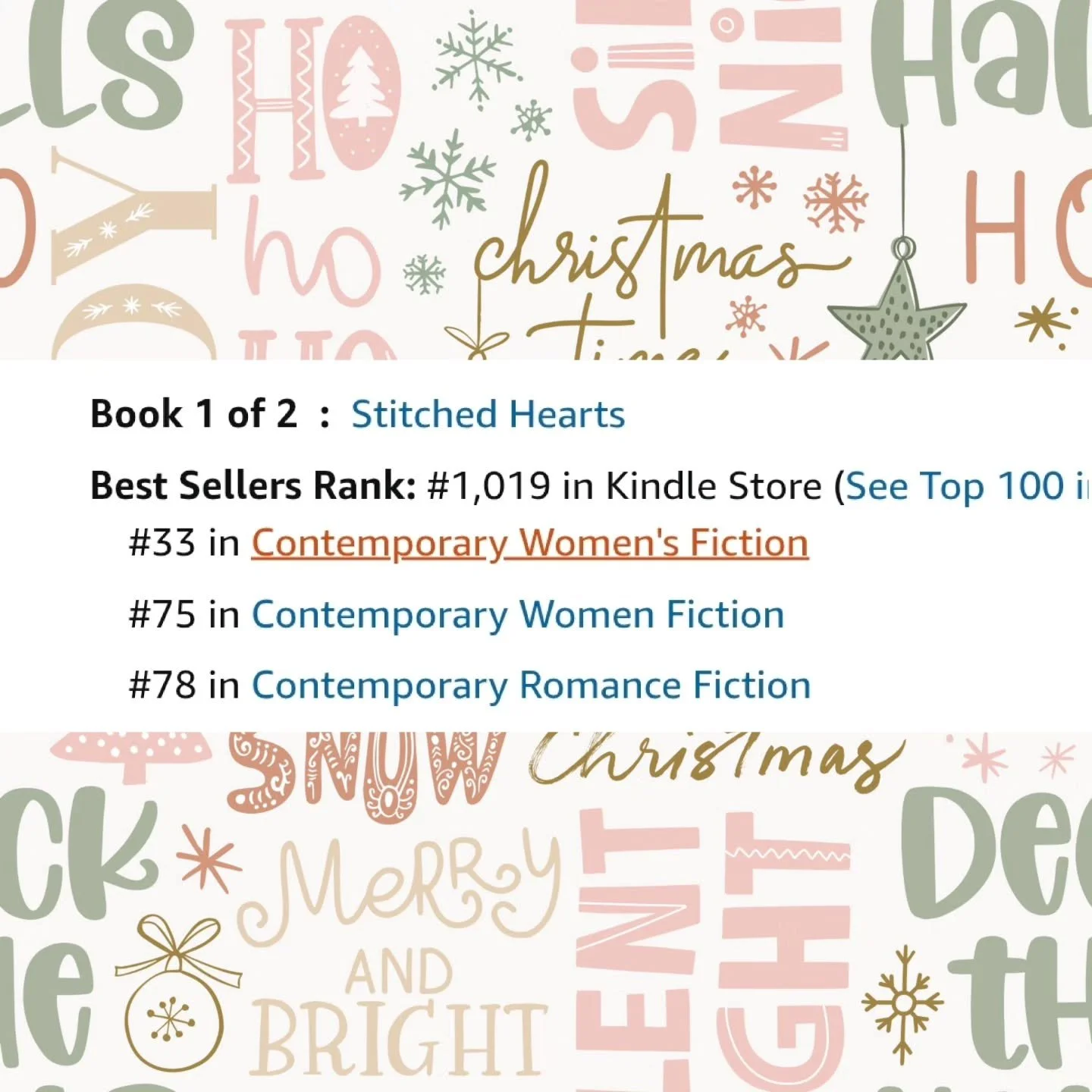 Y'all...I cannot even explain how humbling this is. Amazon decided to change my categories up and choose the first two that I didn't pick, but...I'm sitting in top 100 of all three. 😫😭😭 Look at all the ones I'm hanging with!

I couldn't have done 