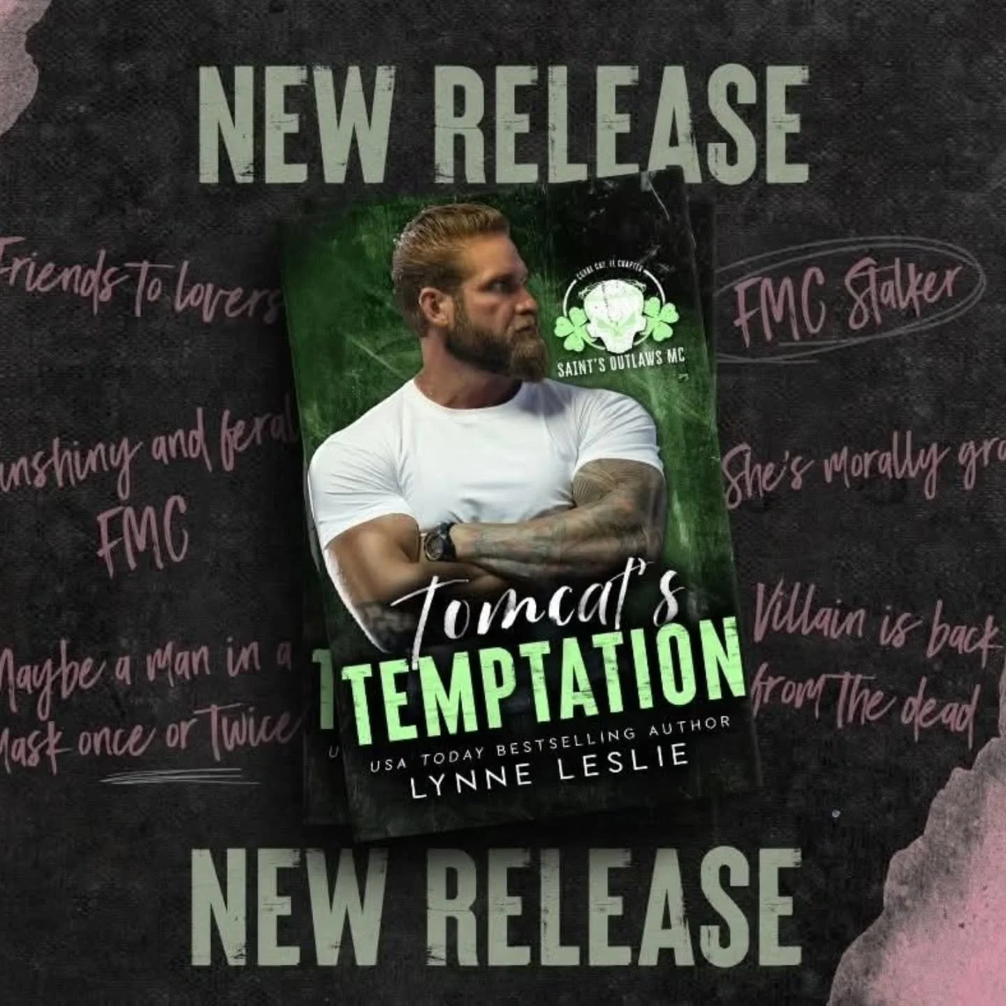 ⋆.˚NEW RELEASE˚.⋆

☘️Tomcat&rsquo;s Temptation☘️
Saint&rsquo;s Outlaws MC: Coral Cay, FL Chapter

&rarr; https://mybook.to/TomcatsTemptationSOMCC

What you&rsquo;ll find:

・Friends to lovers
・Sunshiny and feral heroine
・Maybe a man in a mask once or 