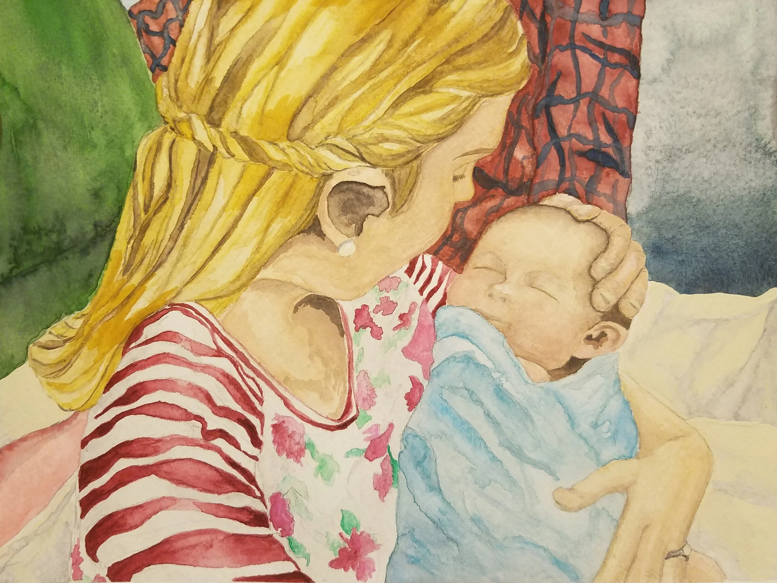 A Tender Connection; watercolor