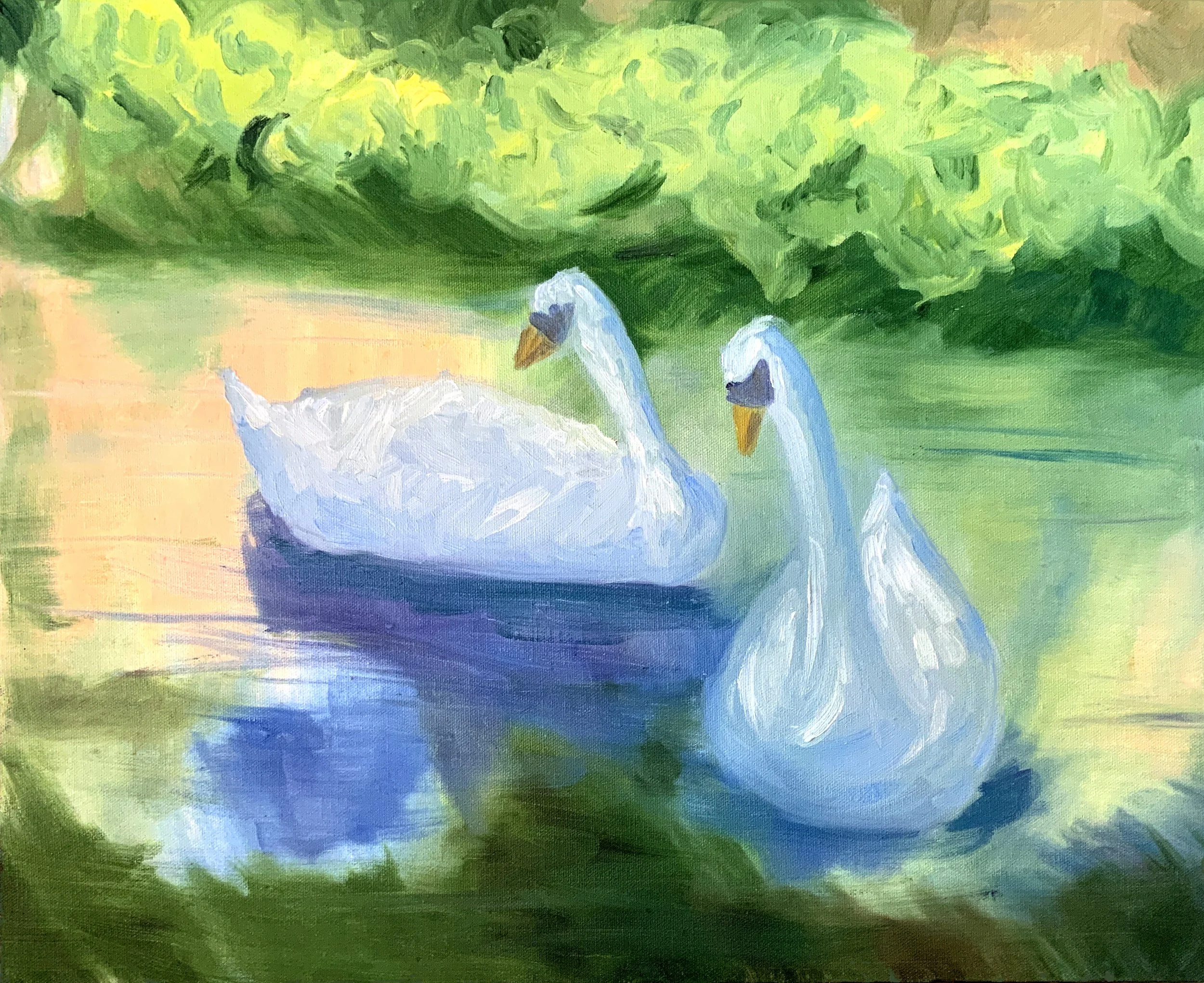 Swan Lake; oil