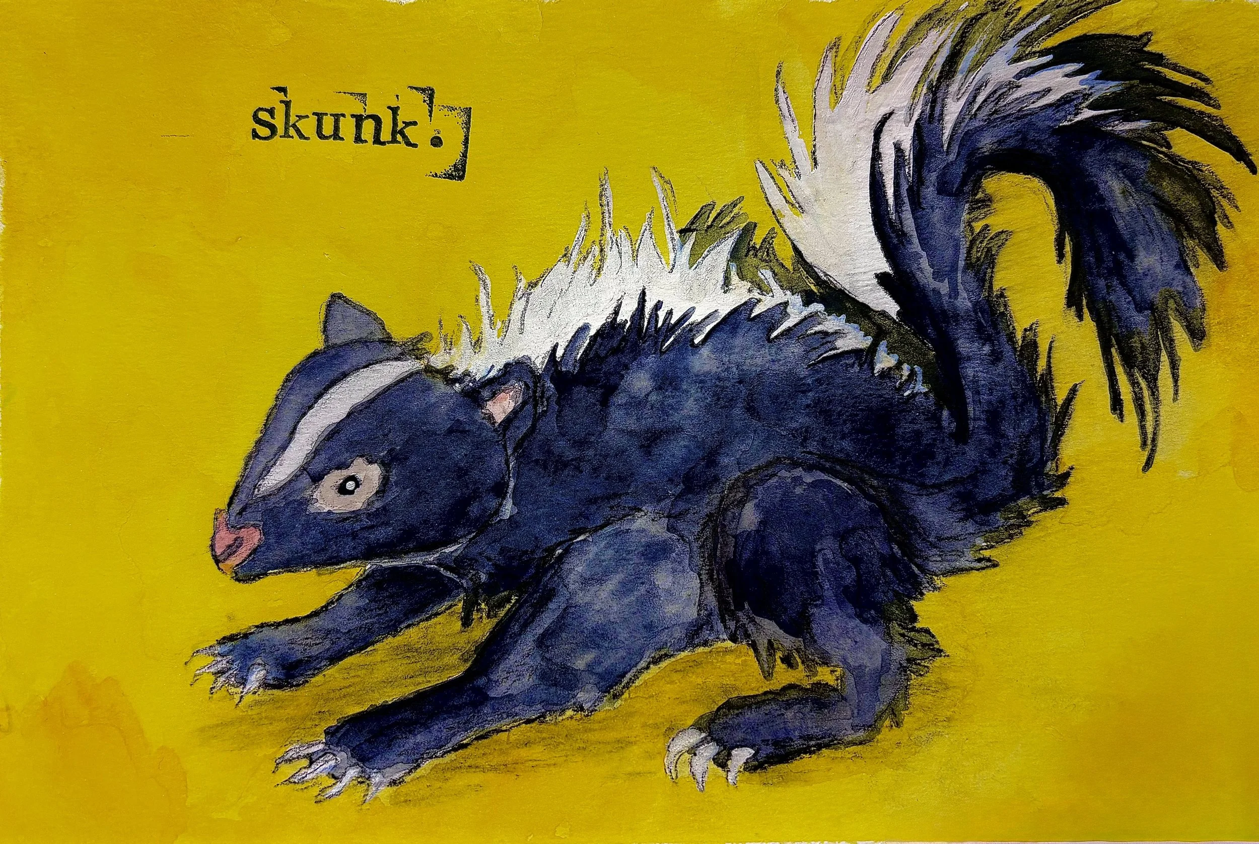 Yellow Skunk; watercolor