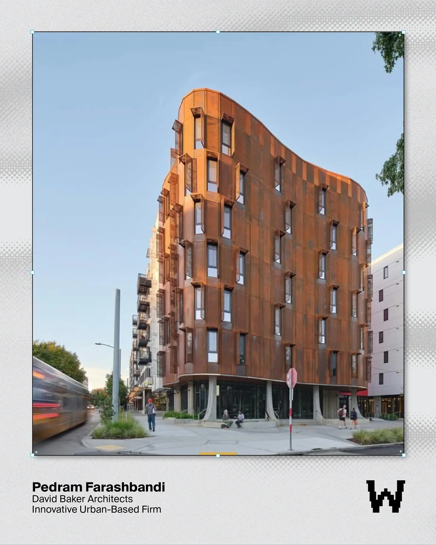 Everyone please welcome Pedram Farashbandi of @davidbakerarchitects to the Main Stage 🎤
Presentation Time: 8:20pm
Westbound (beta)
1 Night
2 Stages 
10 Speakers
A Creative Village
Food / Adult Beverages
Unlimited Inspiration 
5-11pm // CLARA Mid
