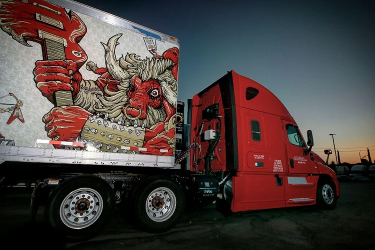 Janco tour trucking staged for overnight repositioning between cities