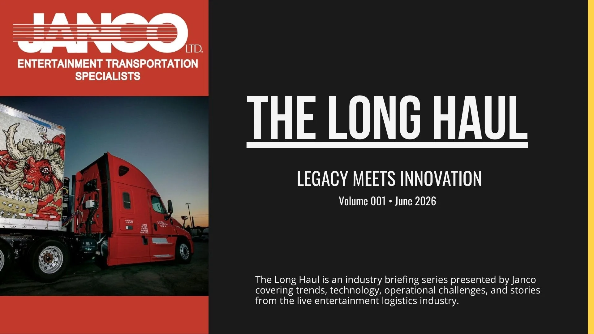 The Long Haul is an industry briefing series presented by Janco covering trends, technology, operational challenges, and stories from the live entertainment logistics industry.