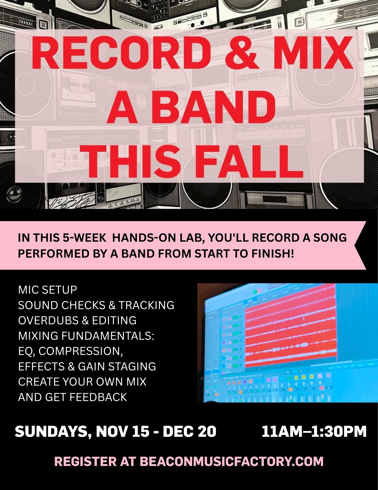 Recording Lab Fall 2026: Track and Mix a Band