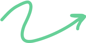 Green upward curved arrow with a pointed tip