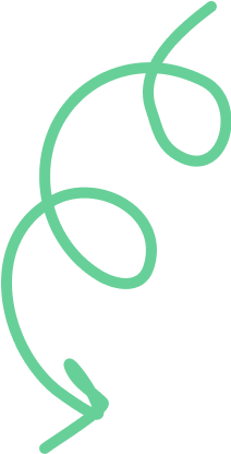 Green abstract line art with arrow at the bottom.