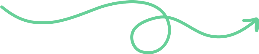 A green arrow with a curved tail and an upward-pointing arrowhead.