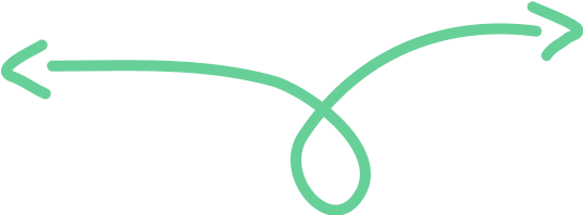 A line drawing of a teal-colored looping infinity symbol with arrows at both ends and a circle in the middle.