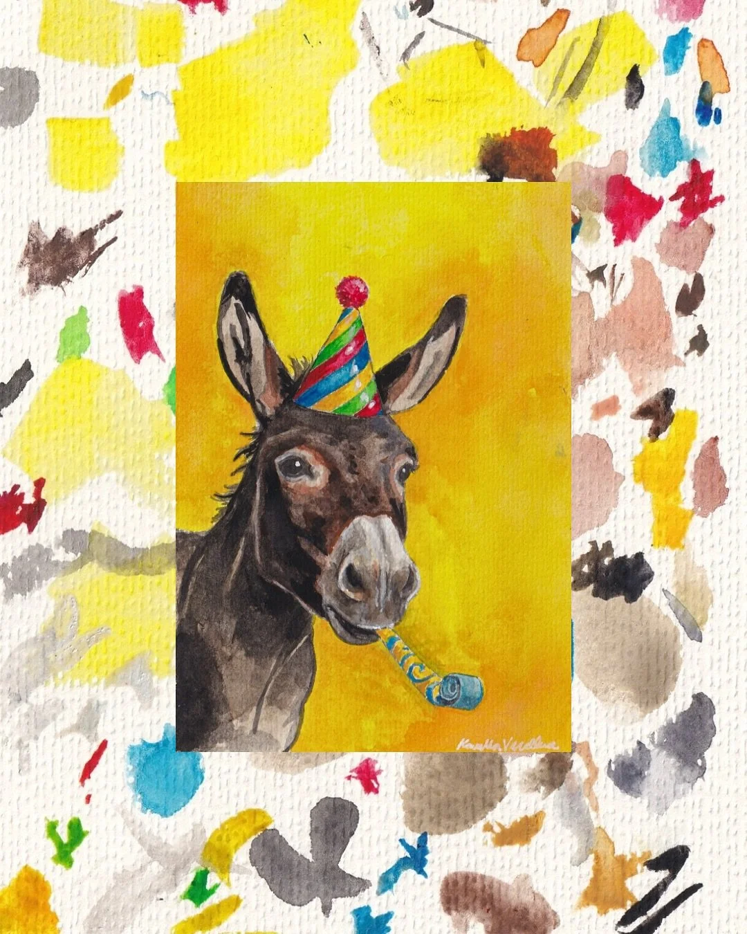 SOLD
&ldquo;party your ass off&rdquo; 
watercolor on paper 
5x7 
#picassoofthesouth #donkey #austintexasartist
