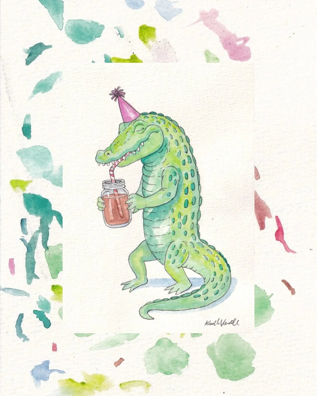 SOLD 
&ldquo;alligator besties&rdquo; original paintings 
watercolor on paper
5x7 (x2)

did this set of matching art for two besties! so obsessed! #picassoofthesouth #watercolorartist #austintexasartist