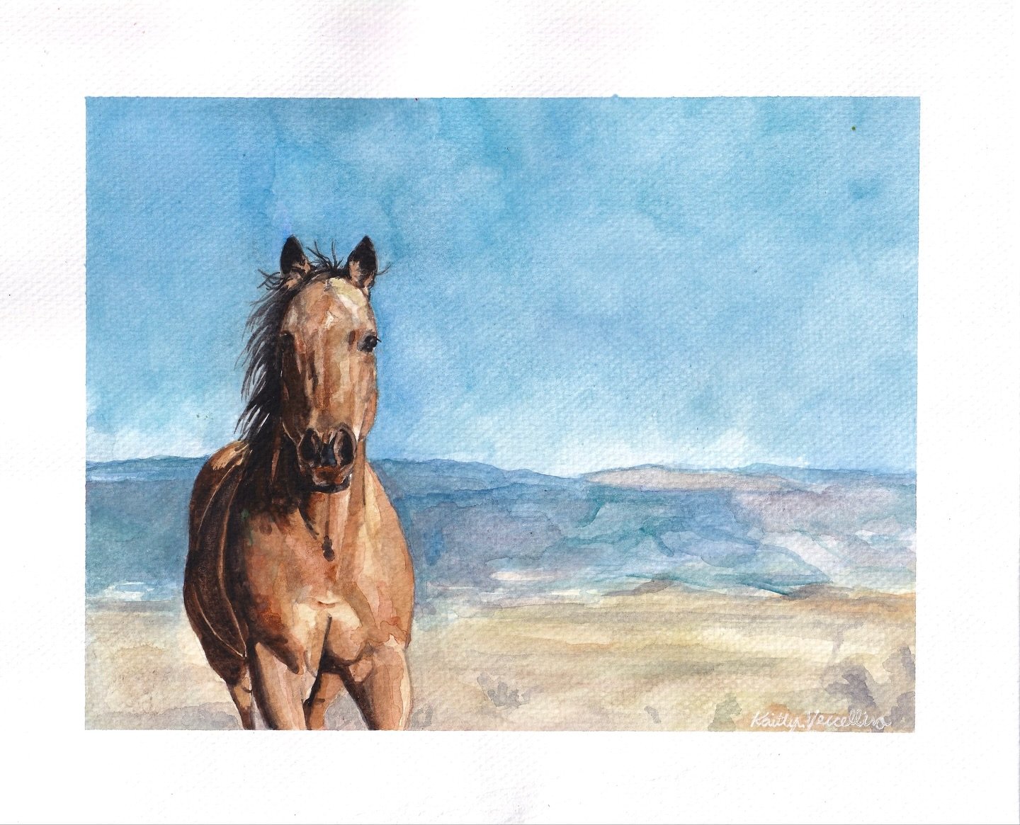 &ldquo;hallie and the blues&rdquo; original painting 
watercolor on paper 
8x10 #horseart #picassofthesouth #austintexasartist #watercolorpainting #westernart