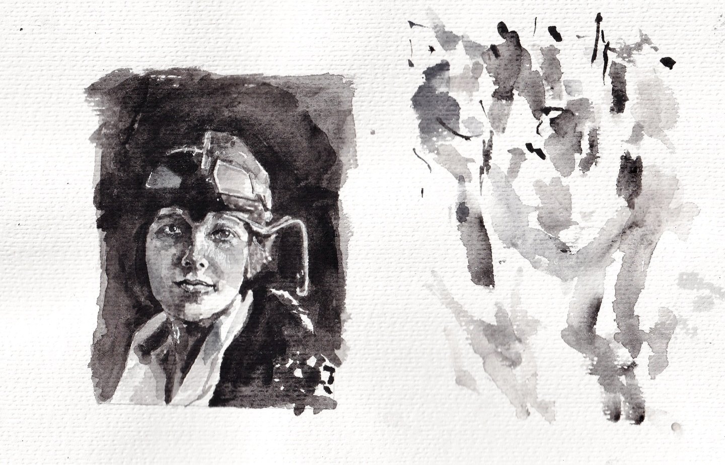 #ameliaearhart on my desk today 🖤 

#picassoofthesouth #watercolorart