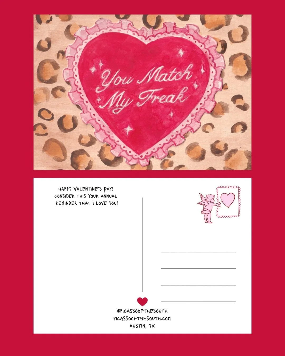 happy Valentine&rsquo;s Day from Picasso&rsquo;s Print Club!!!! yall match my freak!!!!! ❤️&zwj;🔥 #picassoofthesouth #austintexasartist #printclub