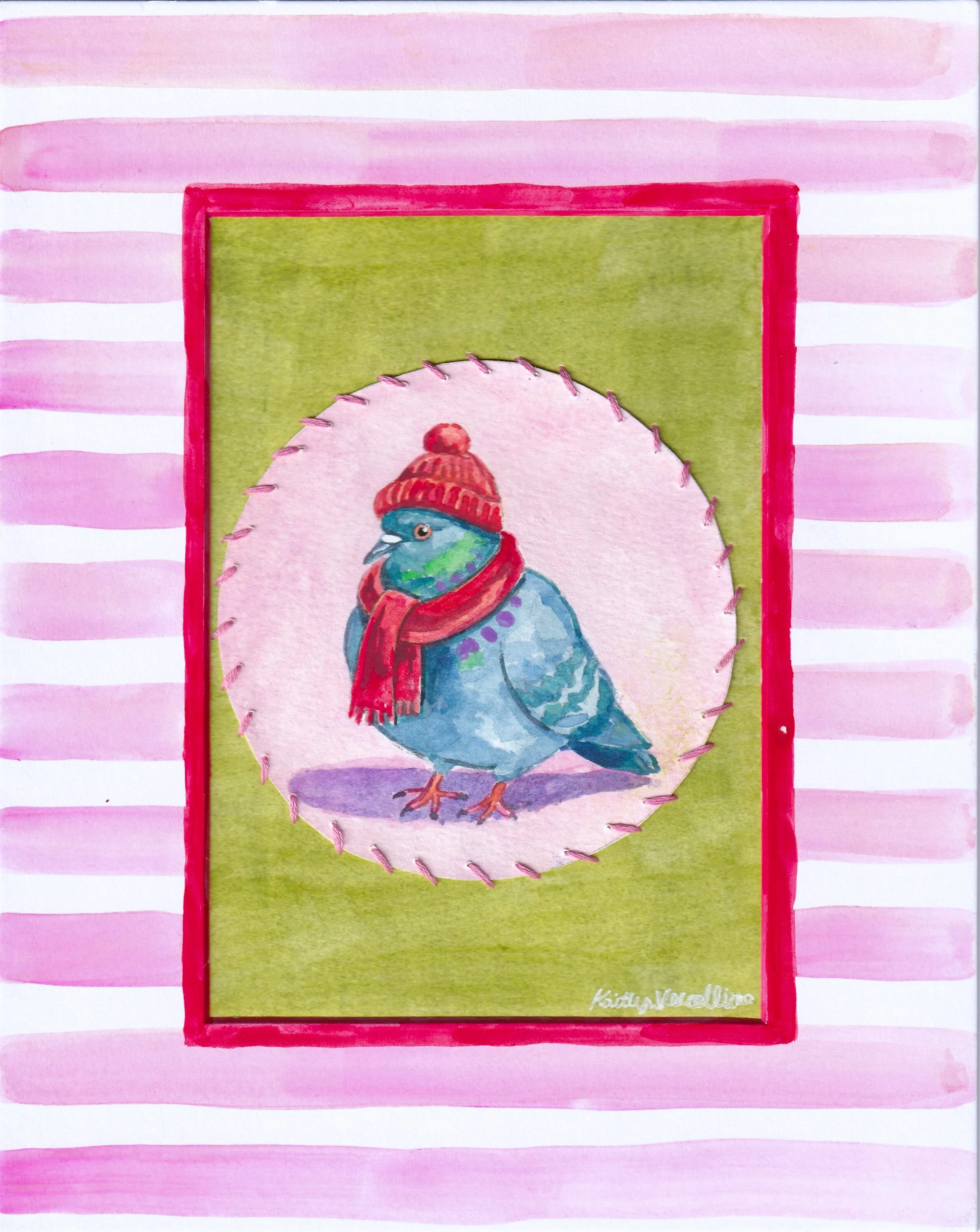 "DRESSED PIGEON" ORIGINAL PAINTING