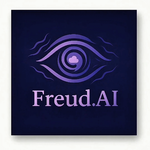 Logo featuring an eye with a cloud in the center, labeled 'Freud.AI', on a dark background.