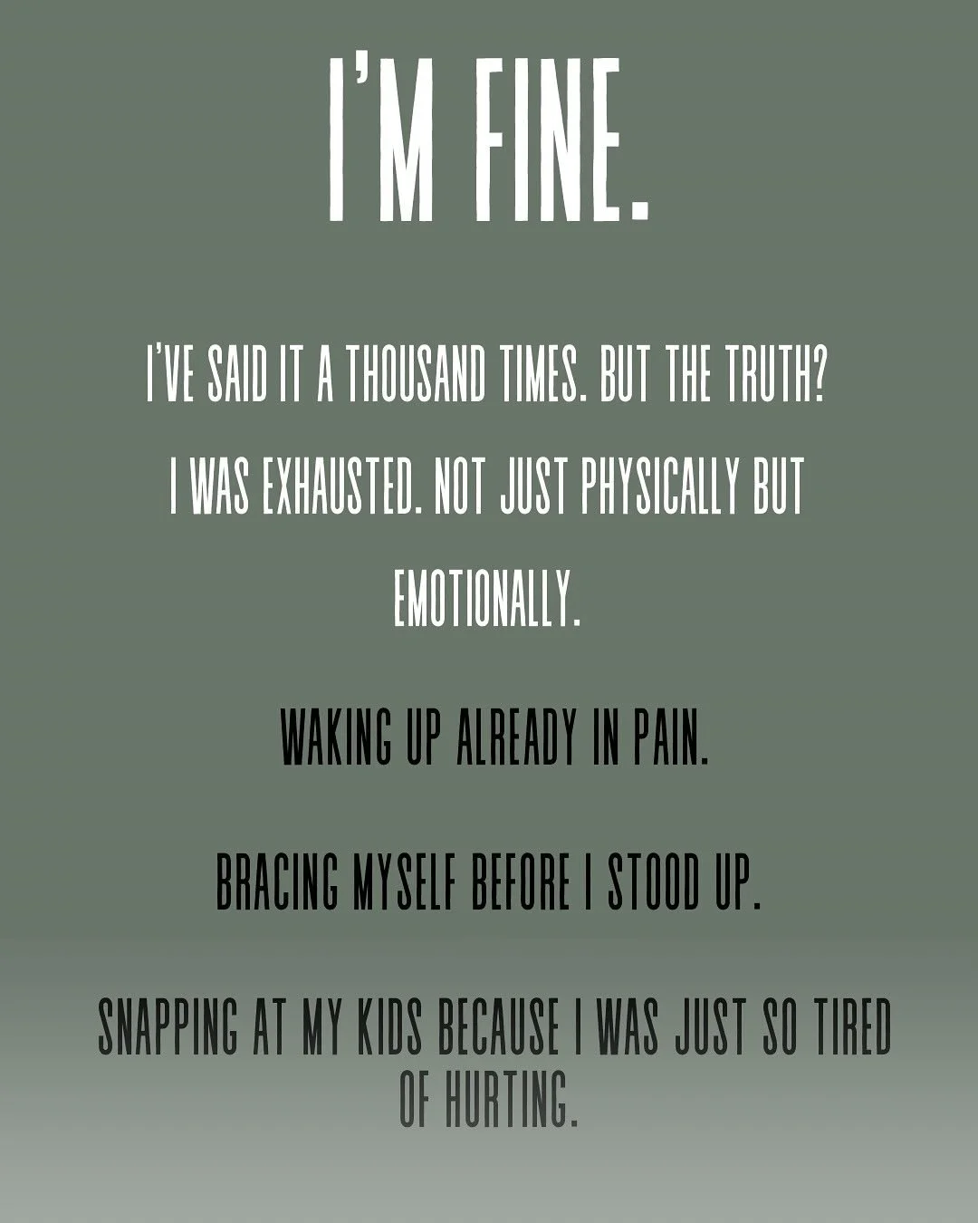 If this feels a little too familiar… you’re not alone. 
I see you pushing through the pain, showing up anyway, telling everyone you’re “fine.”
But you deserve more than fine.
You deserve to move without wincing, to play