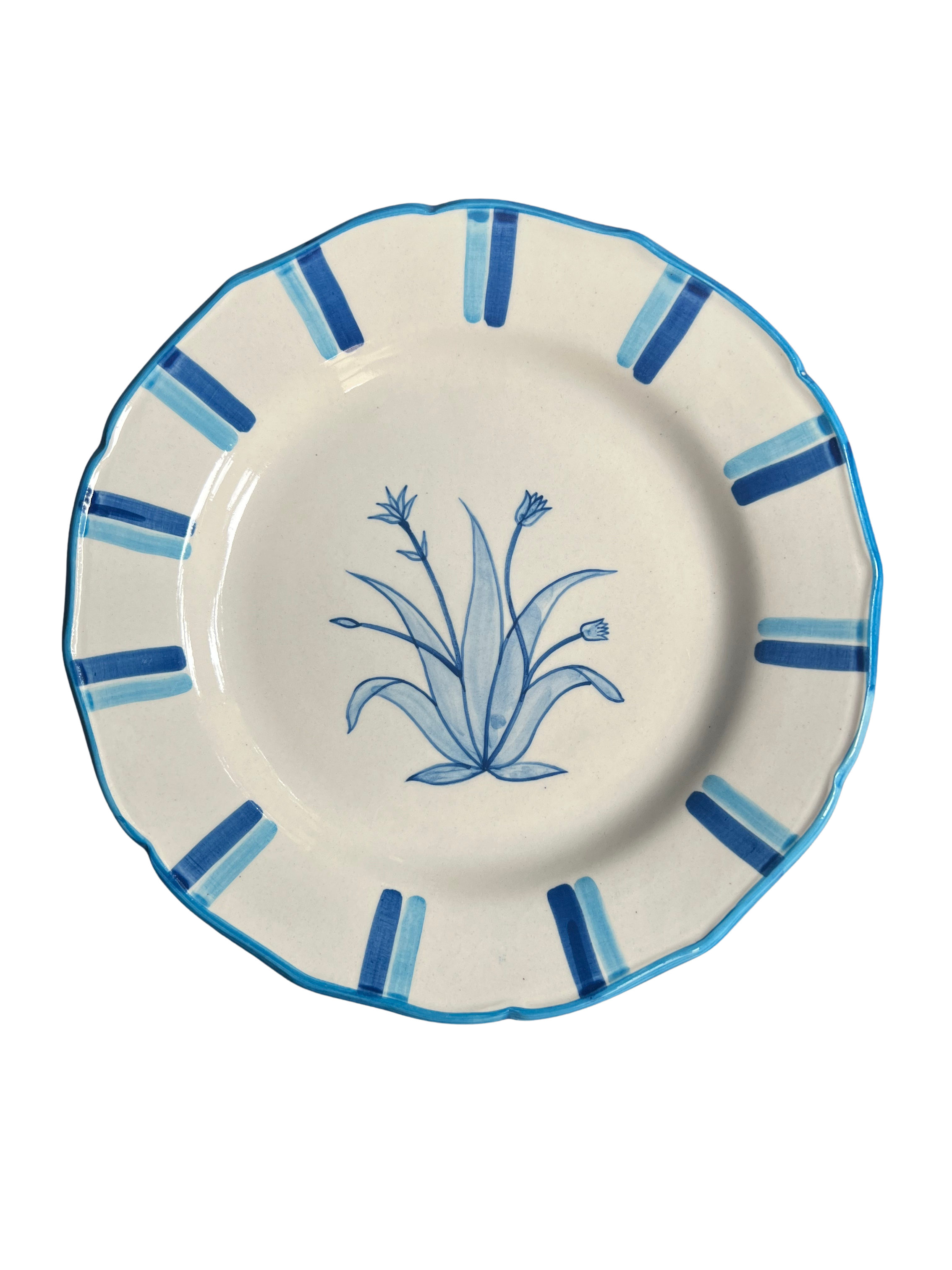 Gul-e-Lala Hand-Painted Dinner Plate — Blue