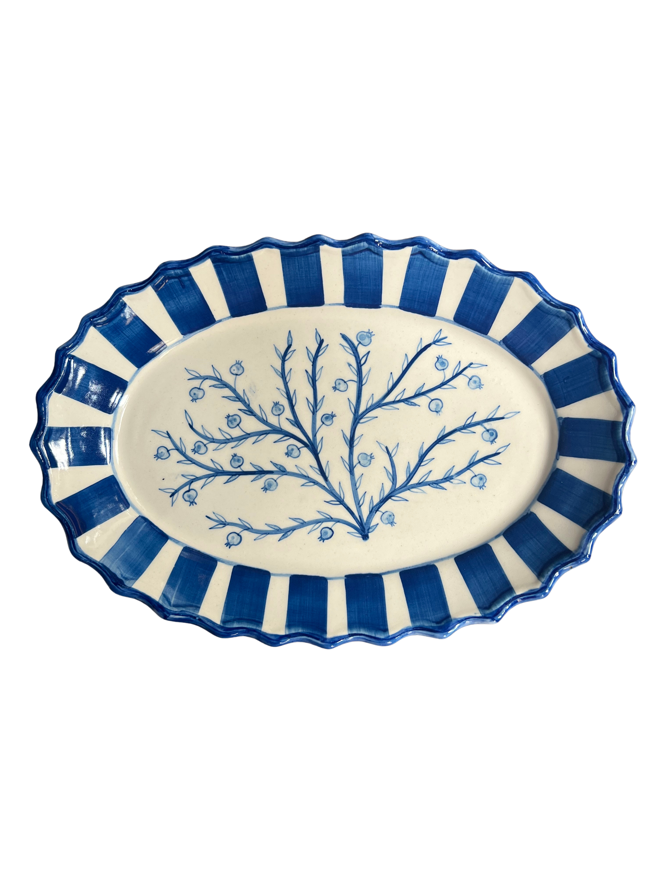 Anaar Hand-Painted Serving Platter — Blue