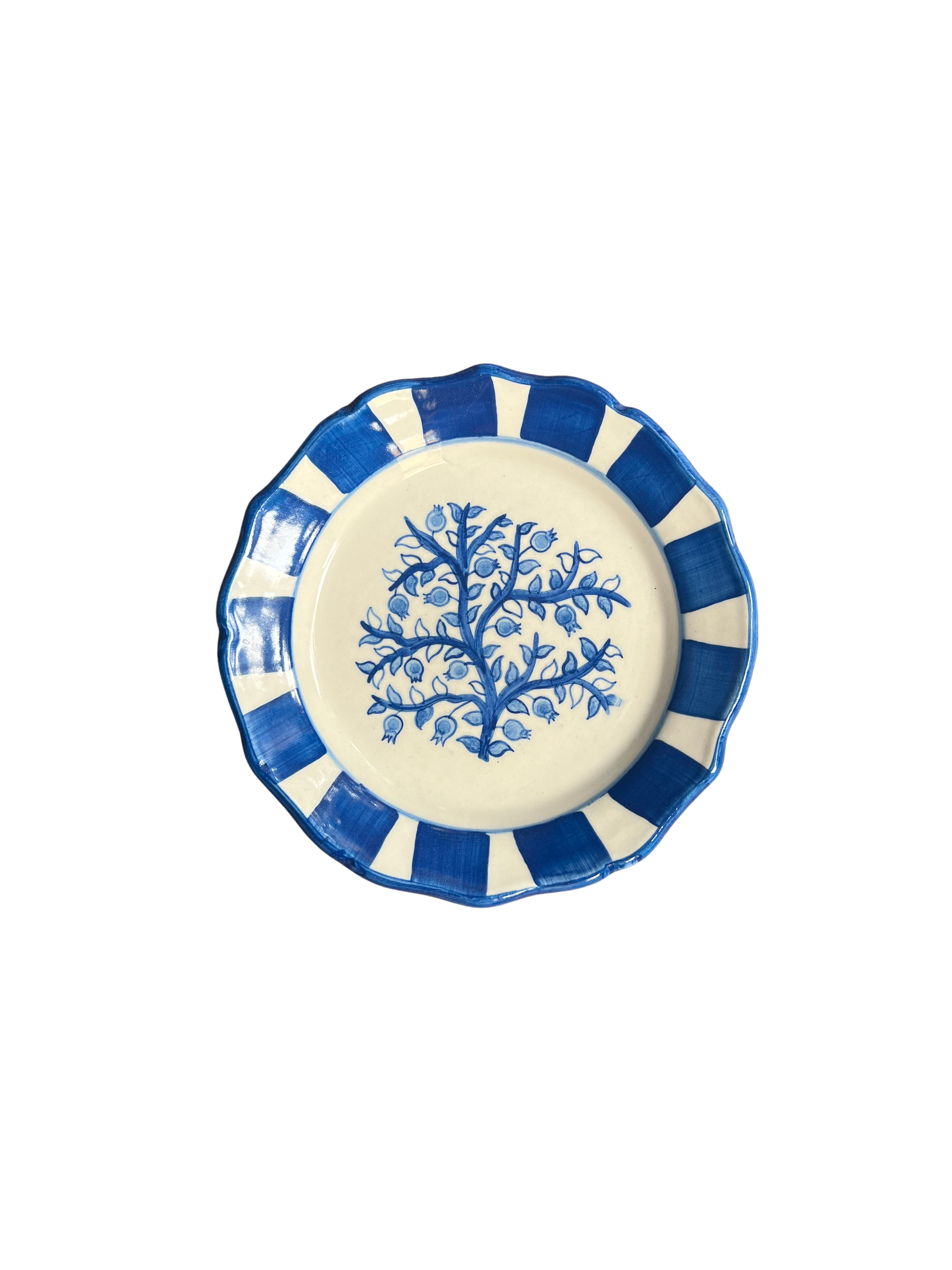 Anaar Hand-Painted Dessert Plate — Blue