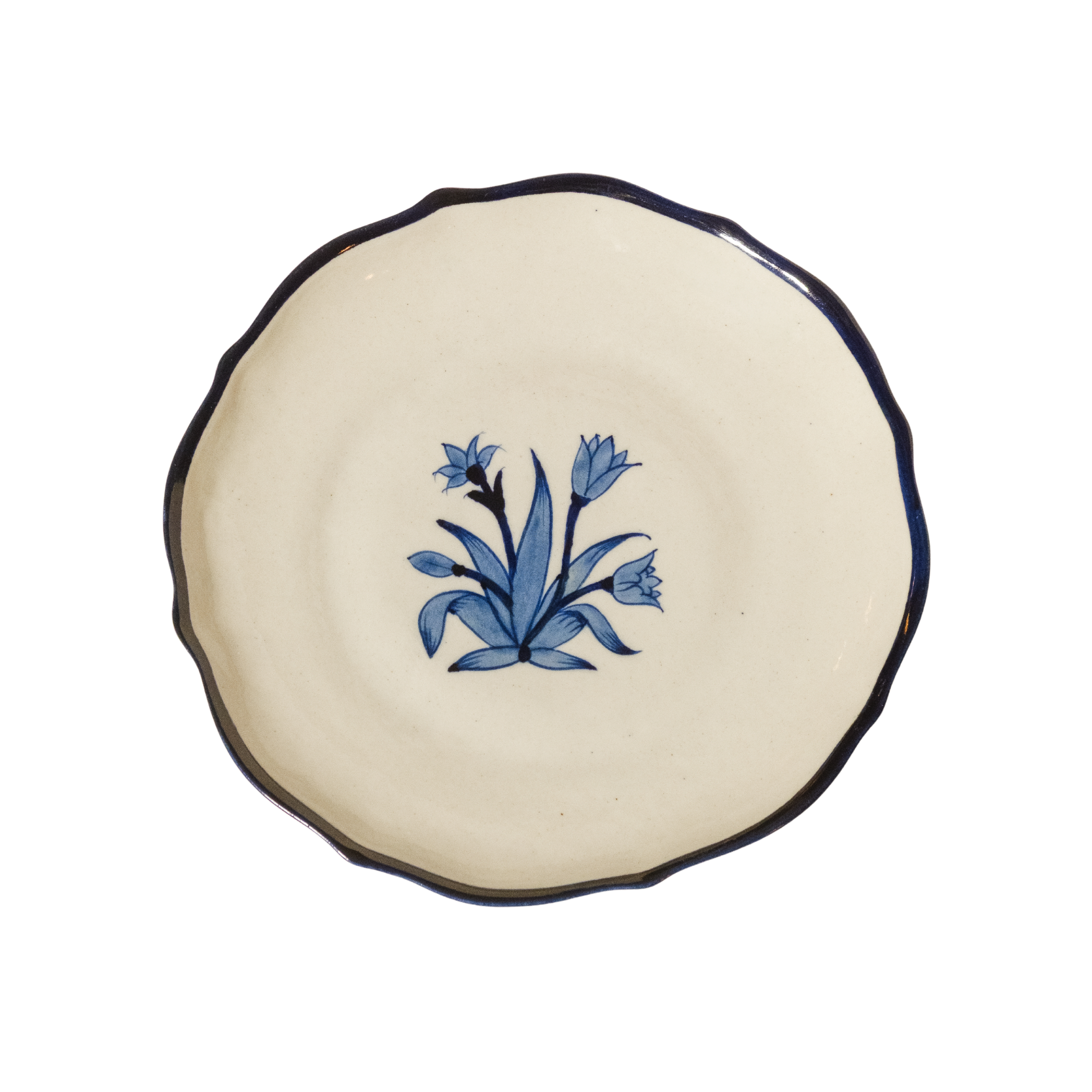 Gul-e-Lala Hand-Painted Dessert Plate — Blue