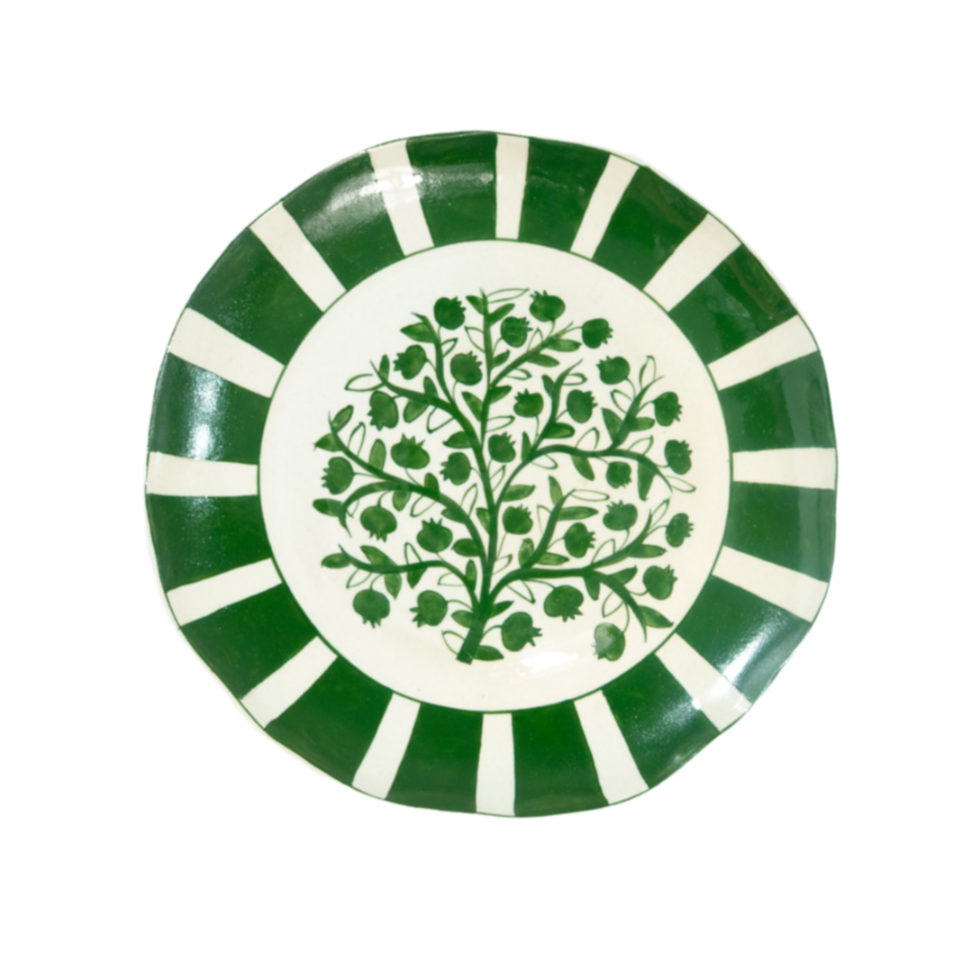 Anaar Hand-Painted Dinner Plate  — Green