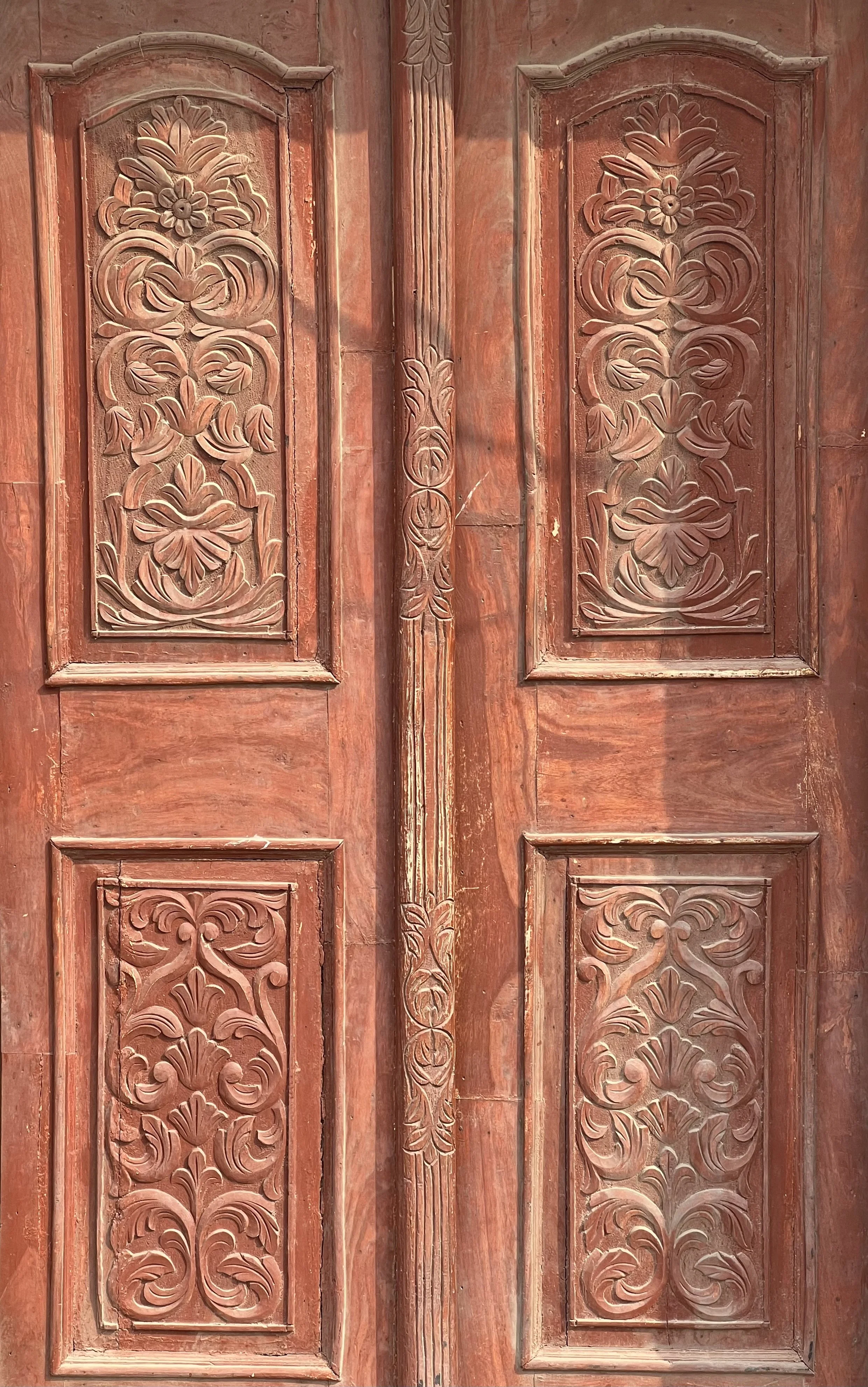 Close-up of an ornate door with floral motifs, photographed by the STUDIO PURANI founder on a trip to Multan, Pakistan