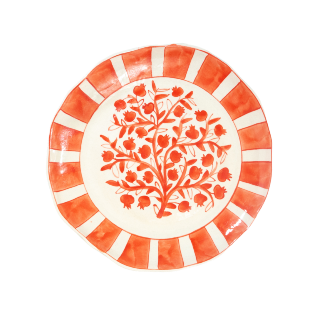 Anaar Hand-Painted Dinner Plate — Red