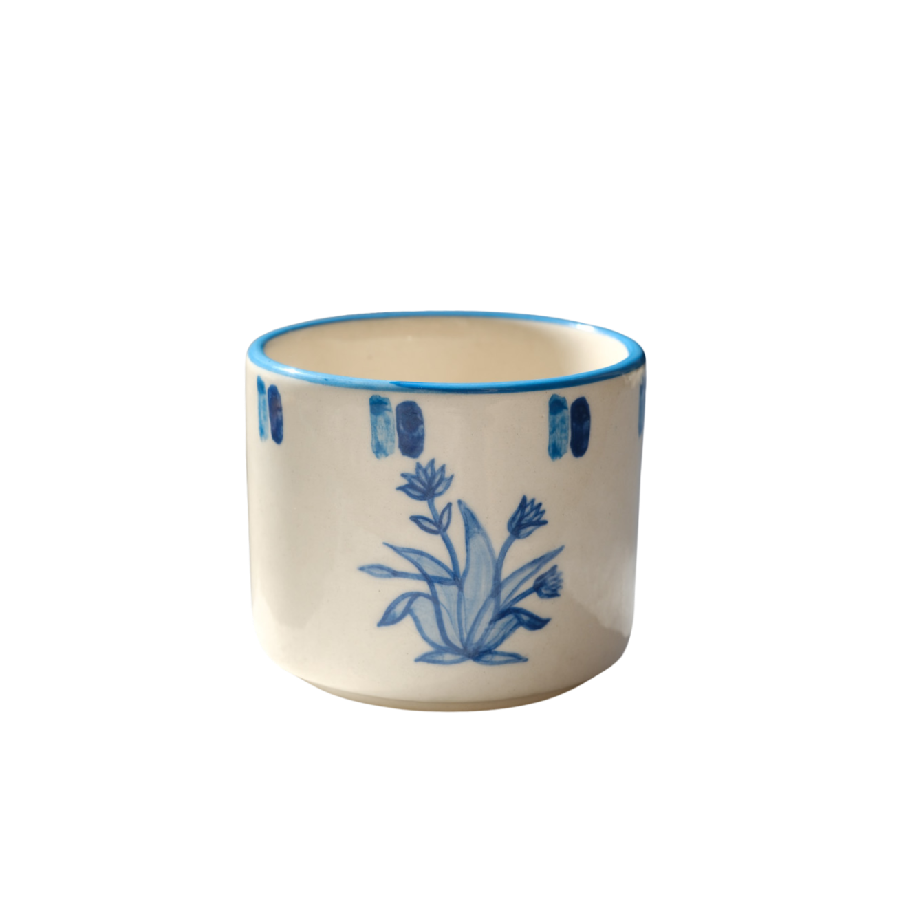 Gul-e-Lala Hand-Painted Cappuccino Cup — Blue