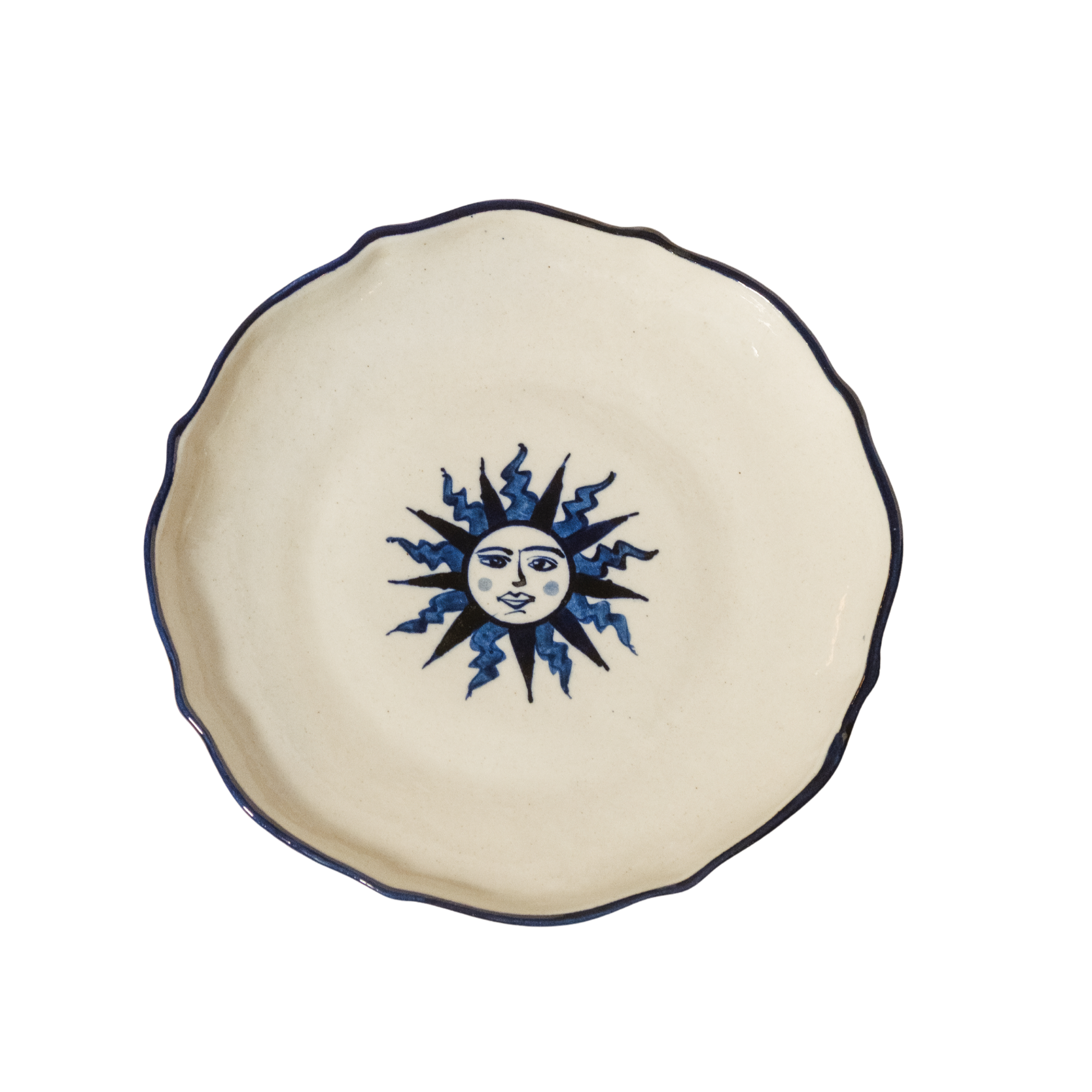 Surya's Disposition Hand-Painted Dessert Plate — Blue