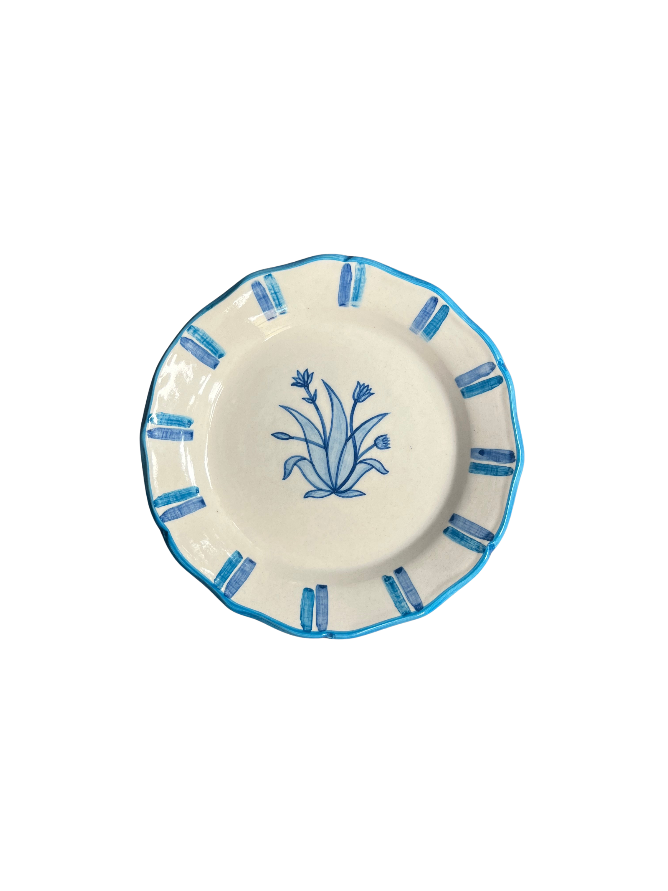 Gul-e-Lala Hand-Painted Dessert Plate — Blue