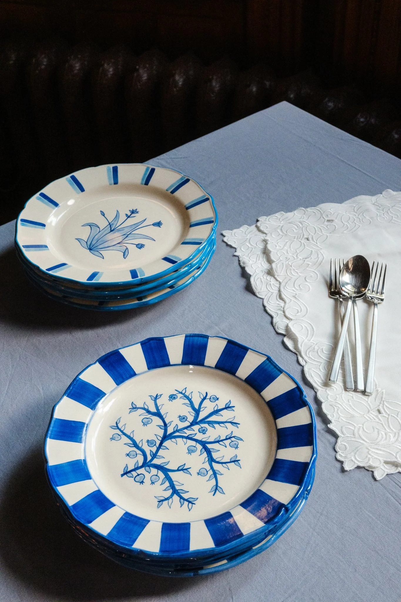 Anaar Hand-Painted Dinner Plate — Blue