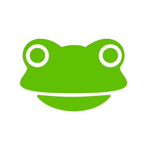 Grüne Frosch-Grafik auf schwarzem Hintergrund.