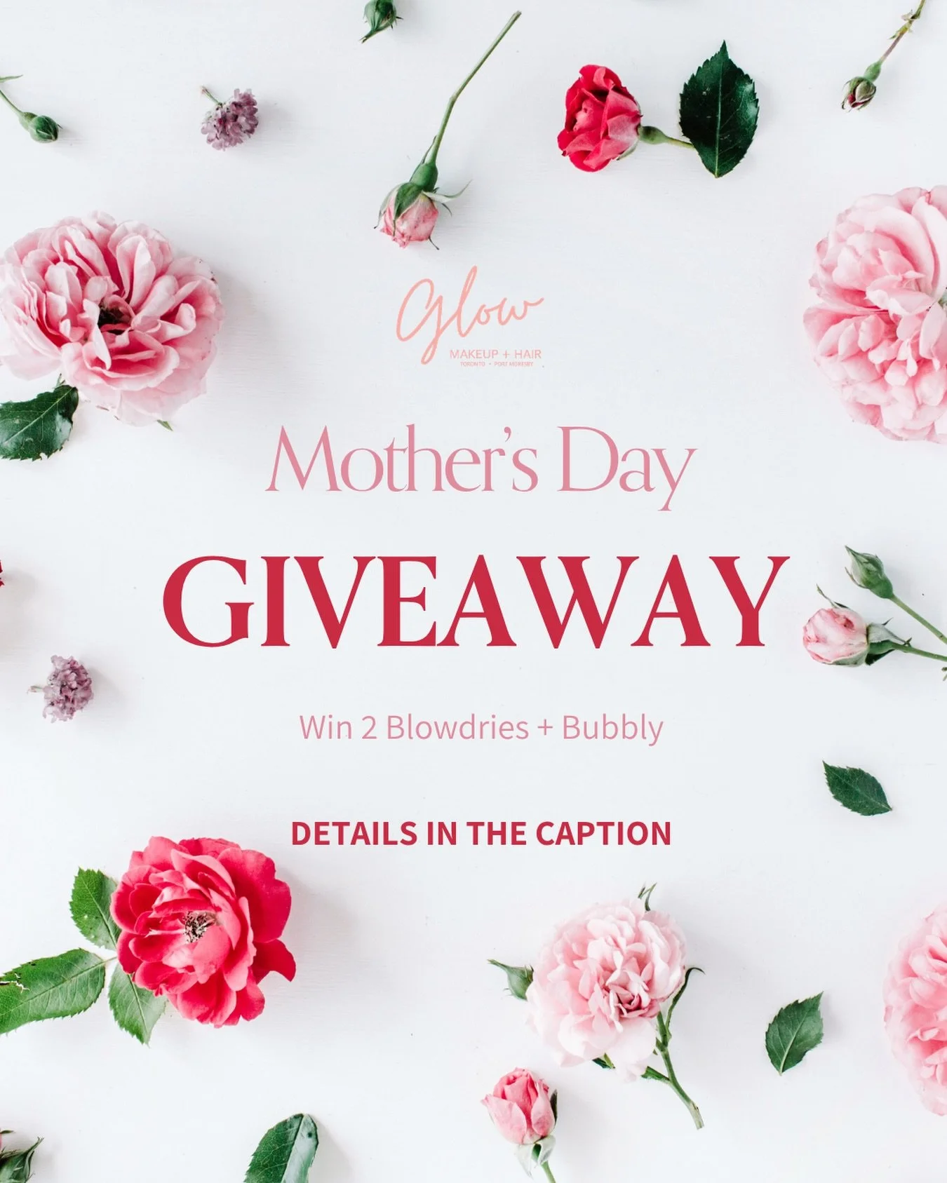 MOTHER&rsquo;S DAY GIVEAWAY 🥂

Win a complimentary blowdry experience for you + your mom (or daughter) - plus a glass of bubbly each. 

Choose your date: May 8th or 9th

‼️HOW TO ENTER‼️

1. Tag your mom/daughter 
2. Follow us 
3. Like this post 
4.
