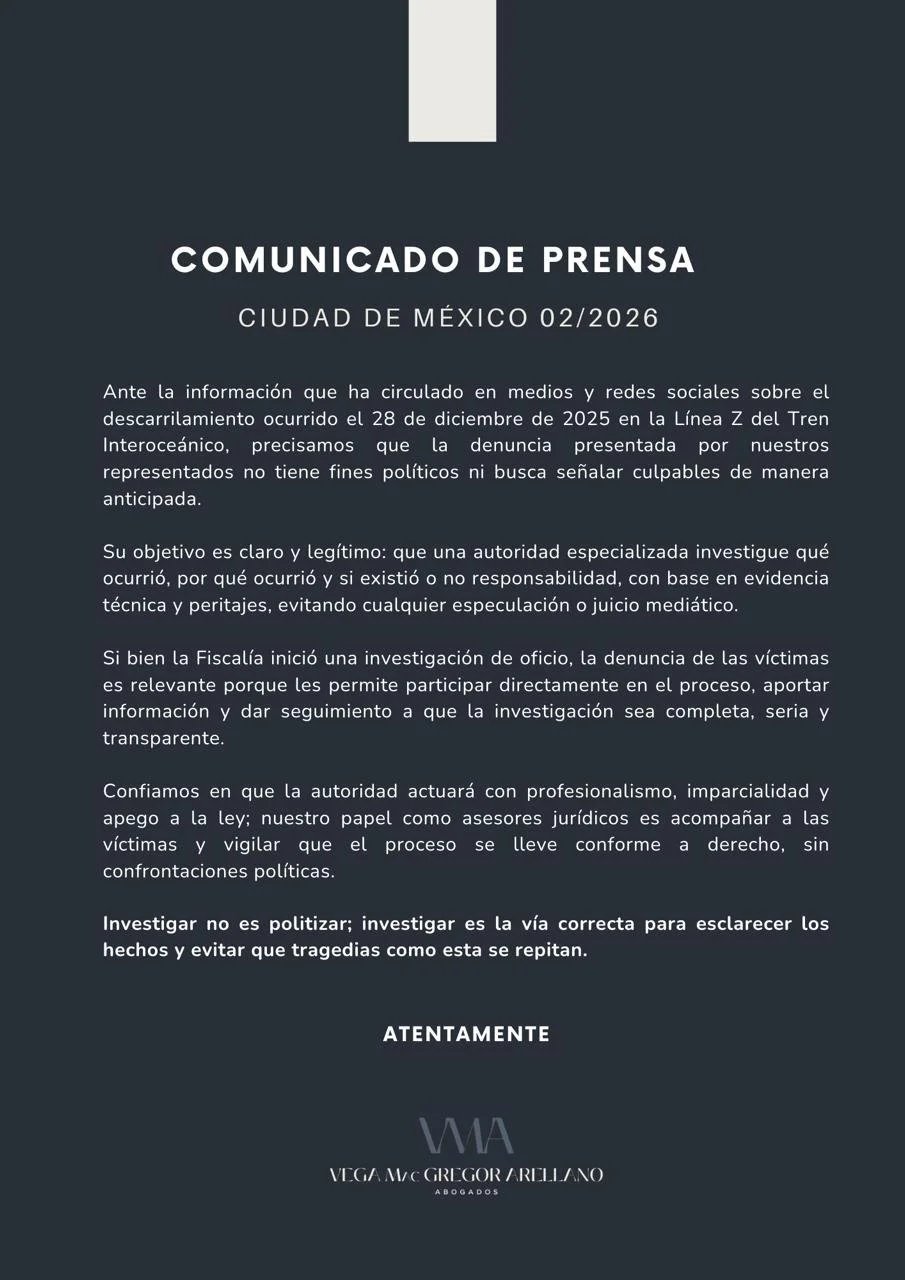 el descarrilamiento ocurrido el 28 de diciembre de 2025 en la Línea Z del Tren Interoceánico.