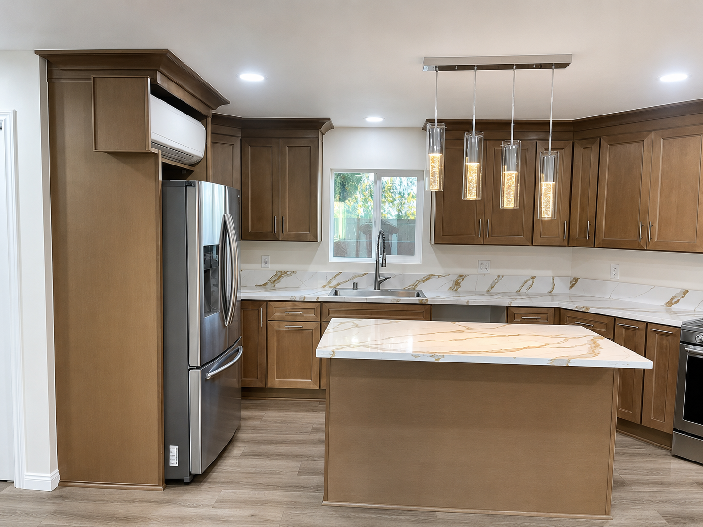modern u shaped kitchen with pendant lighting in NORWALK.png