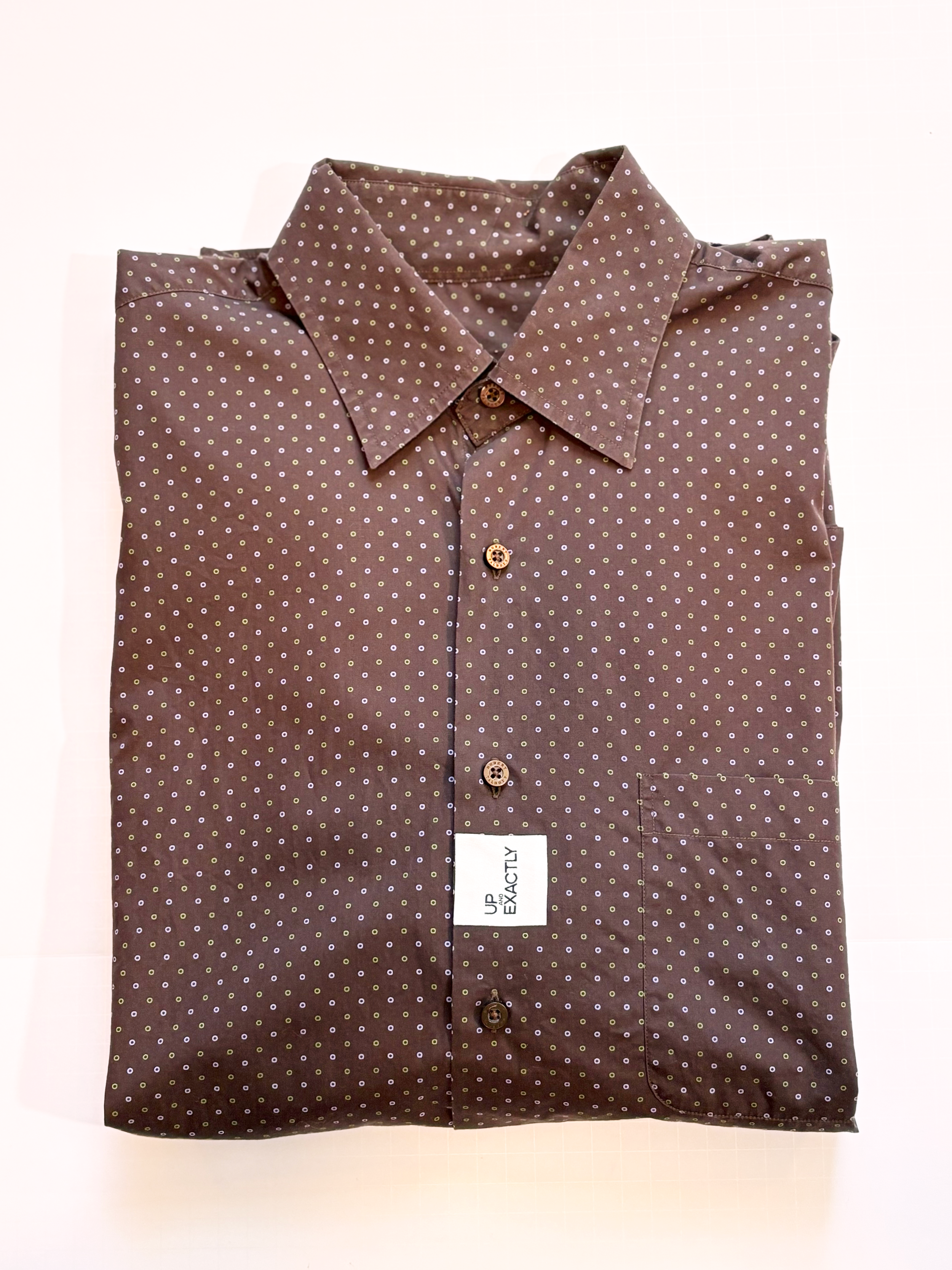 Brown with White and Green Polka Dots Shirt