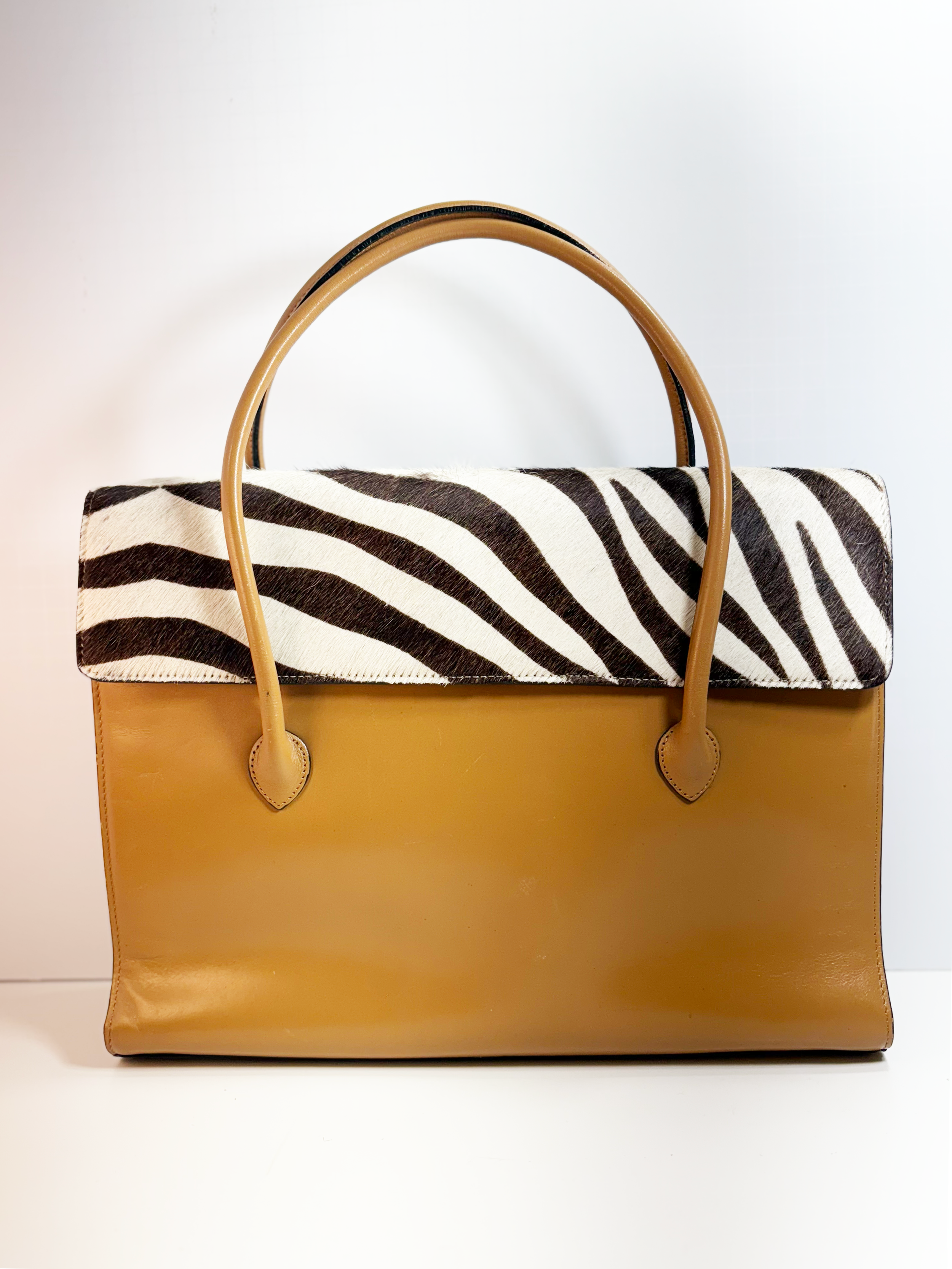 Vintage Zebra/Leather Adrienne Vittadini handbag