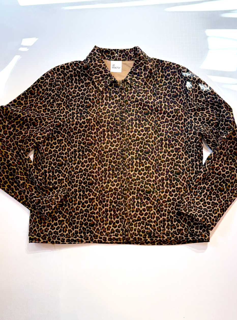 Vintage Leopard Lightweight Zip Up Jacket