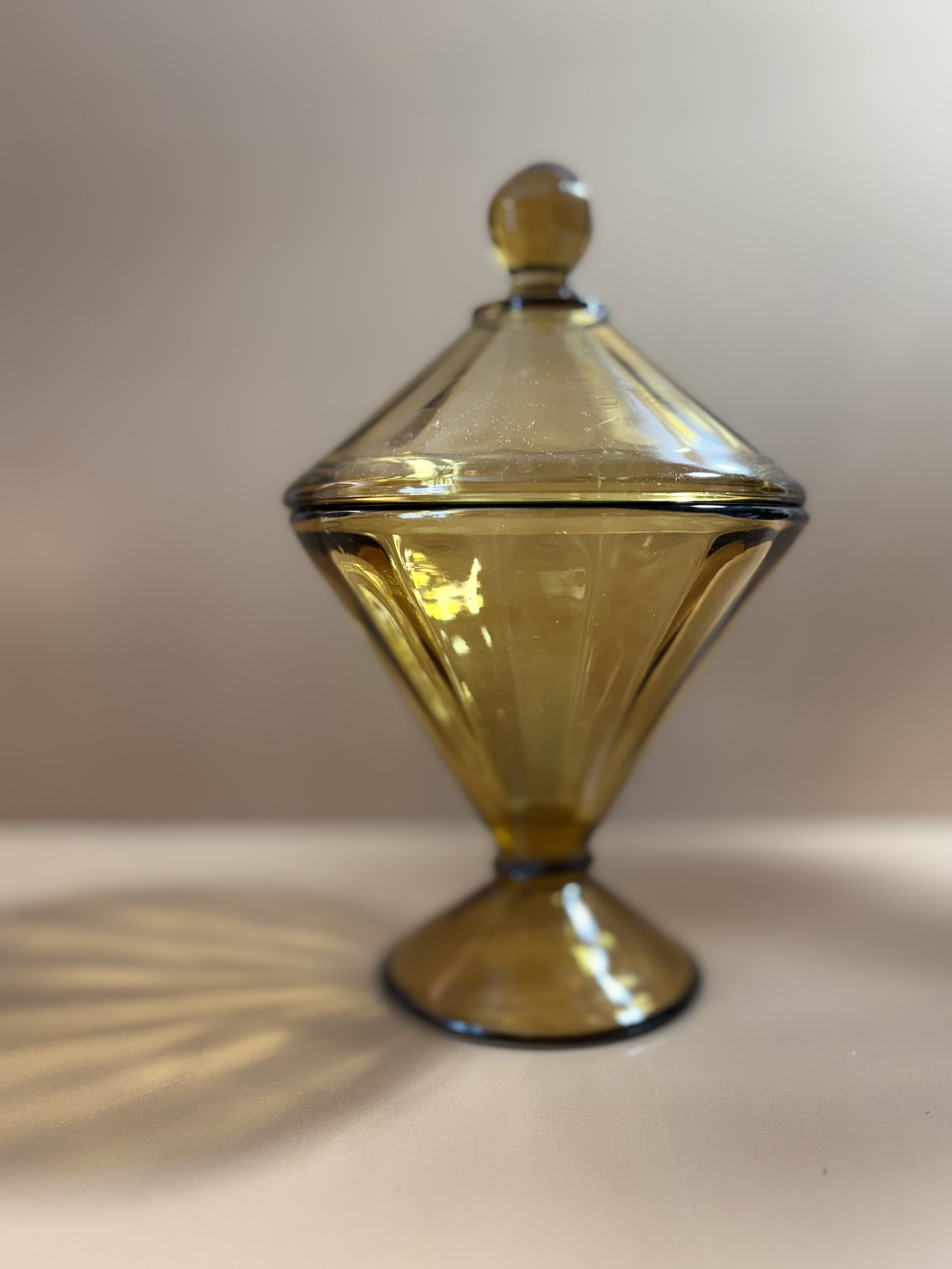 Amber Glass Candy Dish