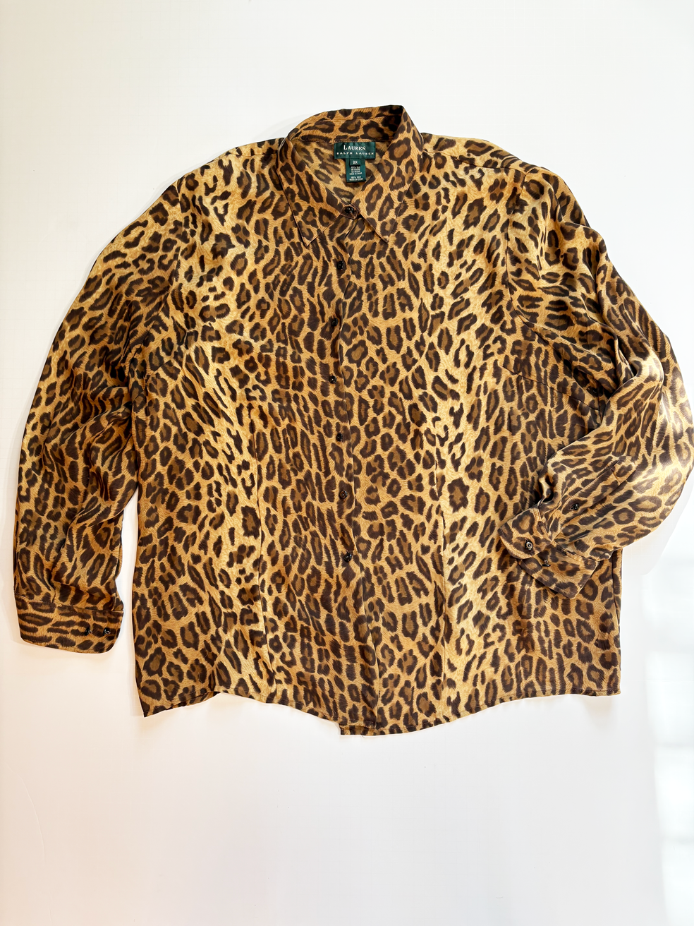 Vintage Silk Ralph Lauren Cheetah Print Blouse