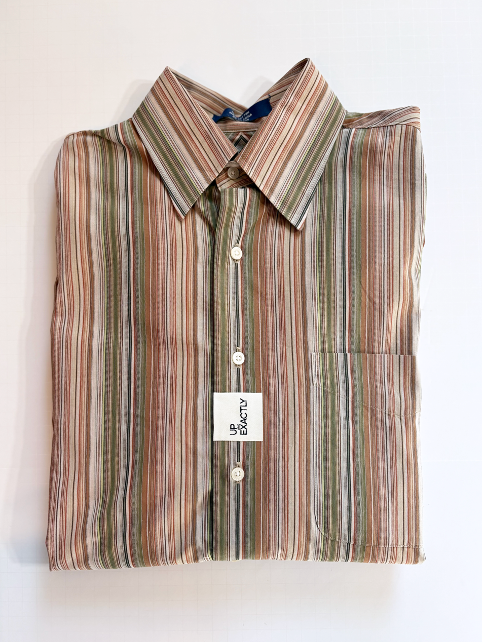 Tan, Rust & Green Vertical Stripe Shirt