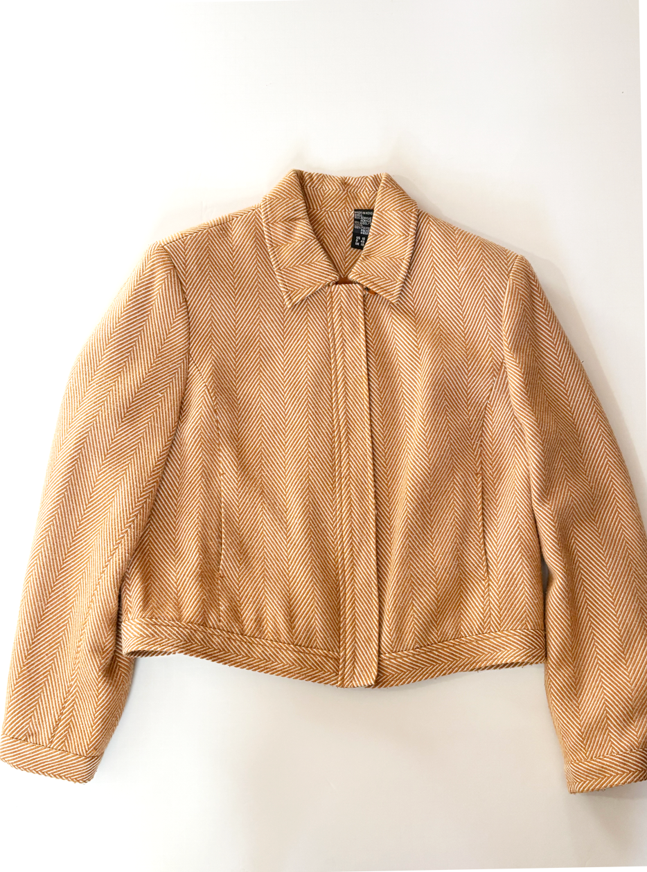 Amber Herringbone Tweed Cropped Jacket