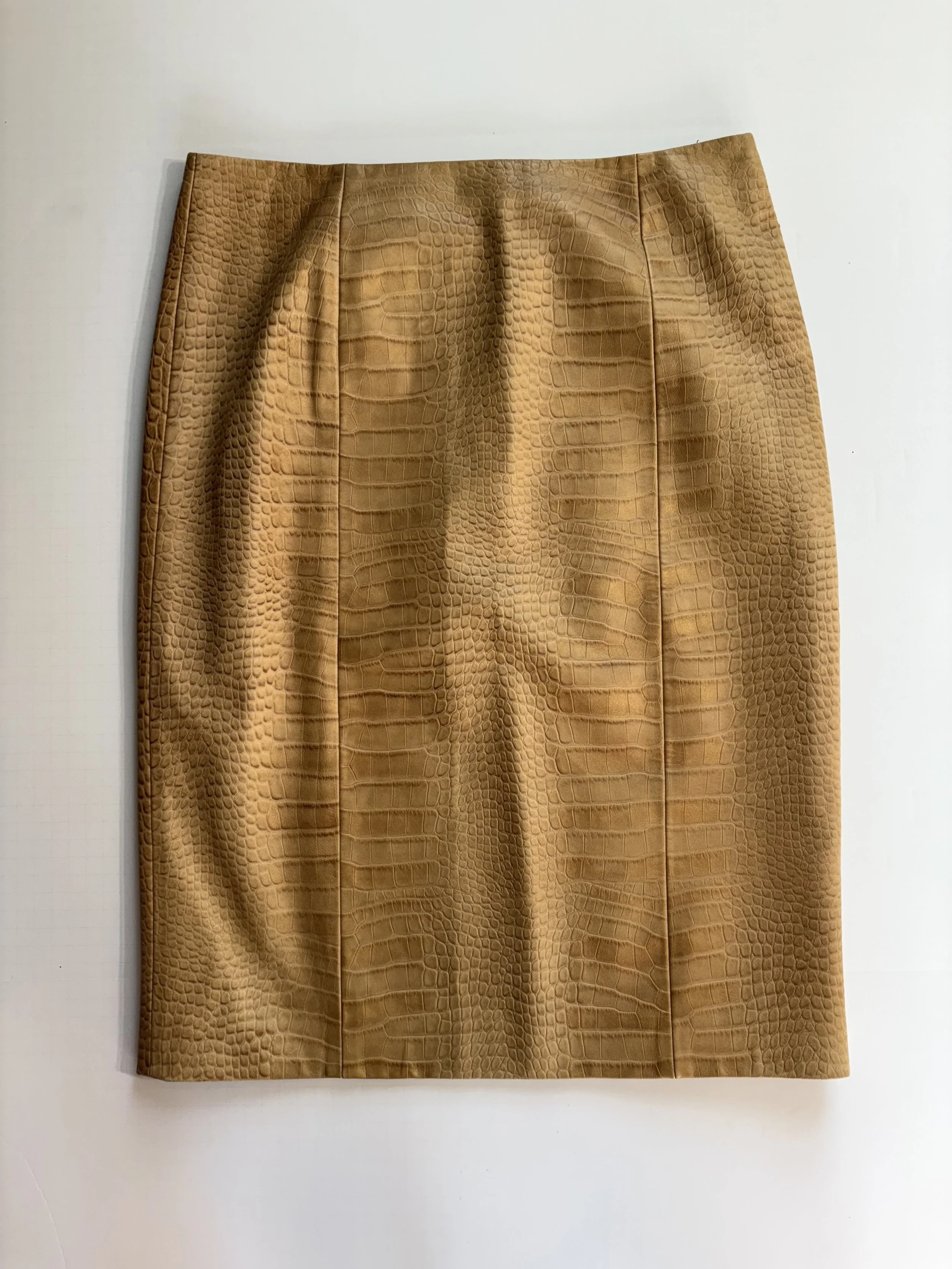 Vintage Dana Buchman Tan Croc Leather Pencil Skirt