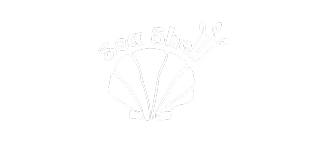 Logo avec une coquille Saint-Jacques et le texte 'Sea shell' en arc au-dessus.
