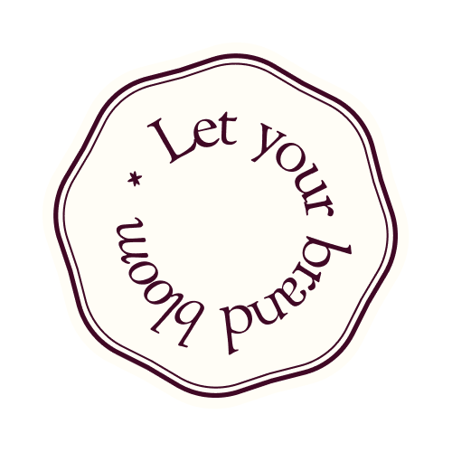 Logo avec texte circulaire disant 'Let Your Heart Bloom' sur fond blanc et bordure violette
